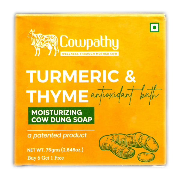 Cowpathy cow dung thyme turmeric soap 75g with panchagavya ayurvedic formula